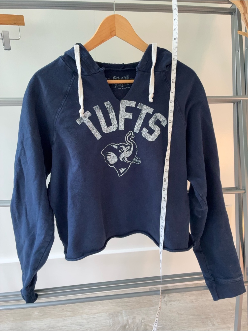 Brixton Navy Off-Shoulder Tufts Hoodie Sweater